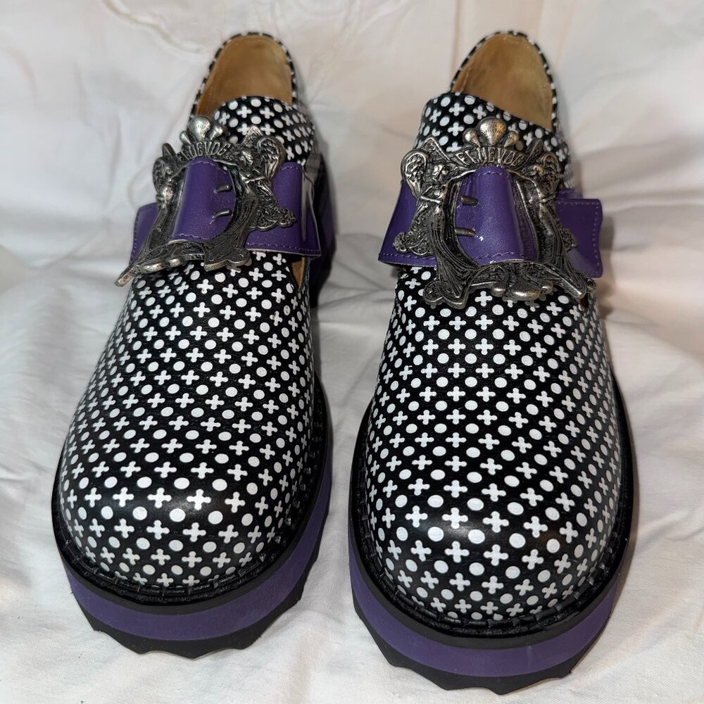 Fluevog Asta Buckled Platform Shoe XO/Purple F-Shoe Hi Like New! Size 9.5